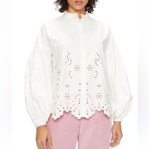 TED BAKER Size 4 Women’s US 10 Embroidered Eyelet Itala Button Up Blouse